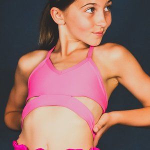 FIVE Dancewear Pink Crop Dancewear Top Youth Medium